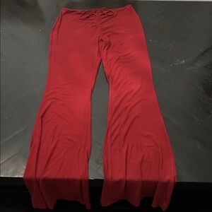 Skims cherry red lounge wide leg pants